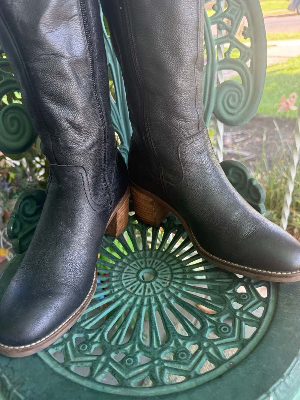 Crown Vintage Daytona Size 8.5M Black Leather Tall Riding Boots - Picture 3 of 9